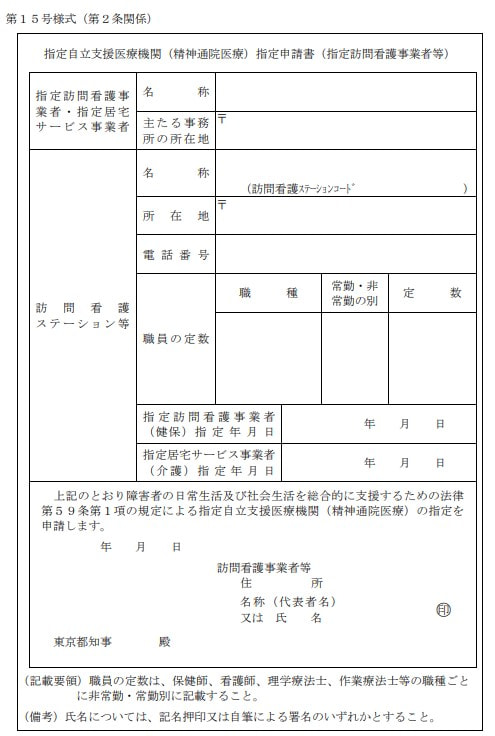 自立支援の指定申請