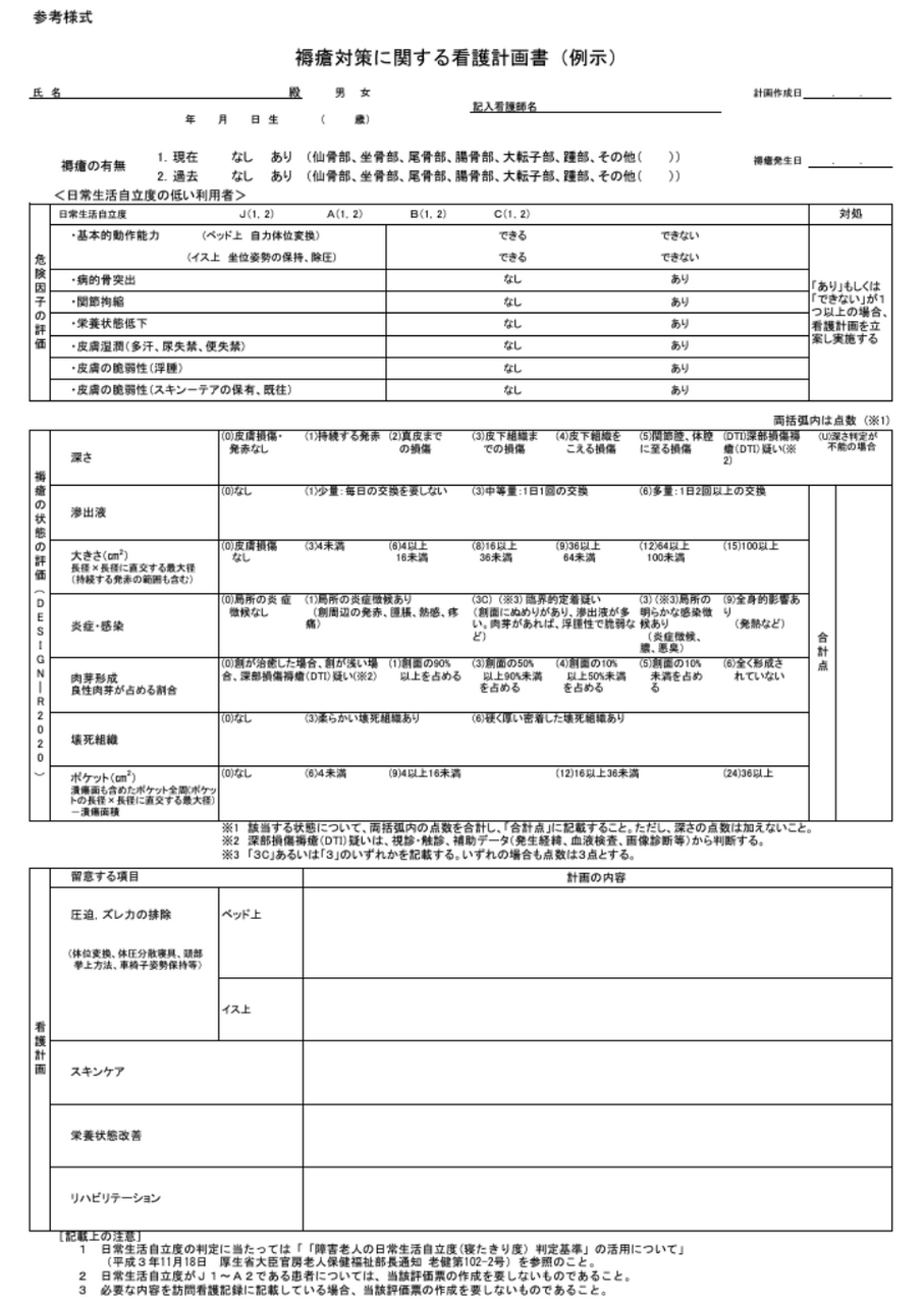 褥瘡対策計画書の様式